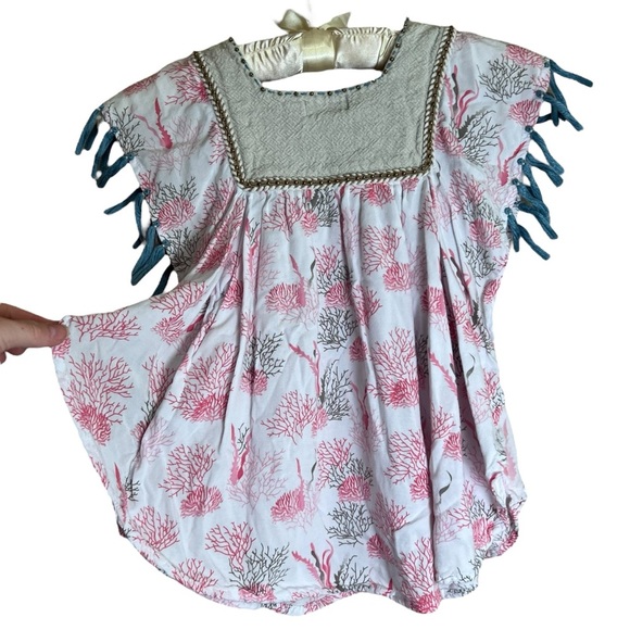SKEMO Girls Sz 4 Magical Reef Embroidred Beaded Tassel Dress Tunic Top Flutter - Picture 10 of 10